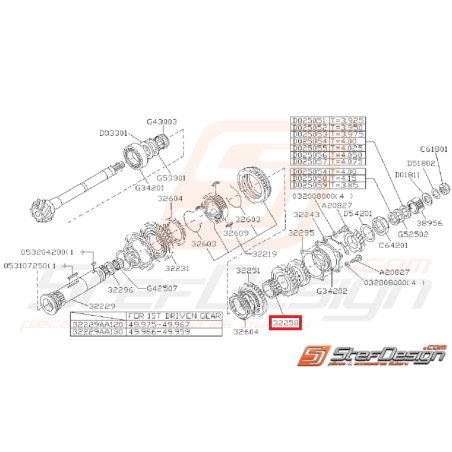 Bague Pignon de 2ème vitesse Origine Subaru GT 1993 - 1995