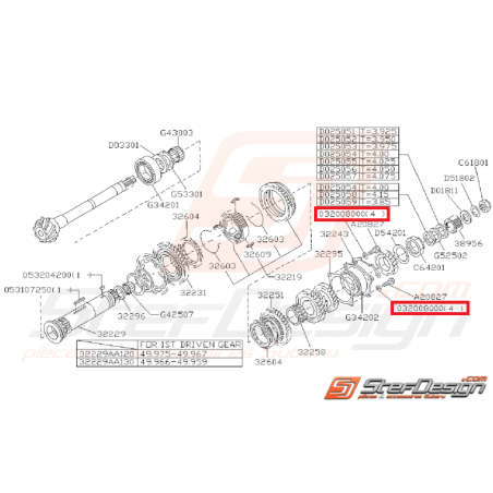 Rondelle de fixation d'arbre de transmission GT 93-00 WRX/STI 01-05