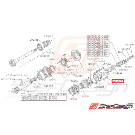 Boulon Ensemble Arbre Secondaire Origine Subaru GT 1993 - 1995