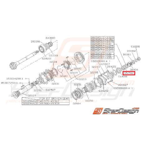 Roulement arbre secondaire subaru GT 97-00