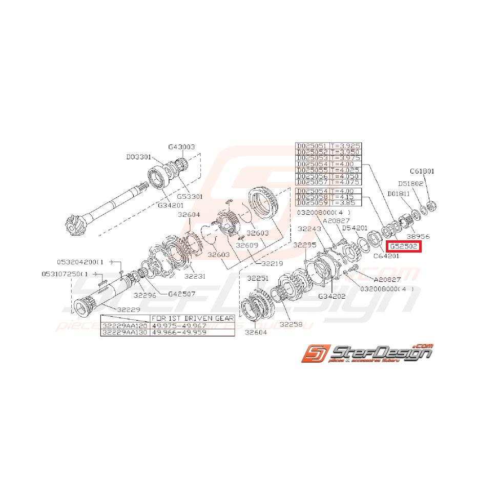 Roulement arbre secondaire subaru GT 97-00