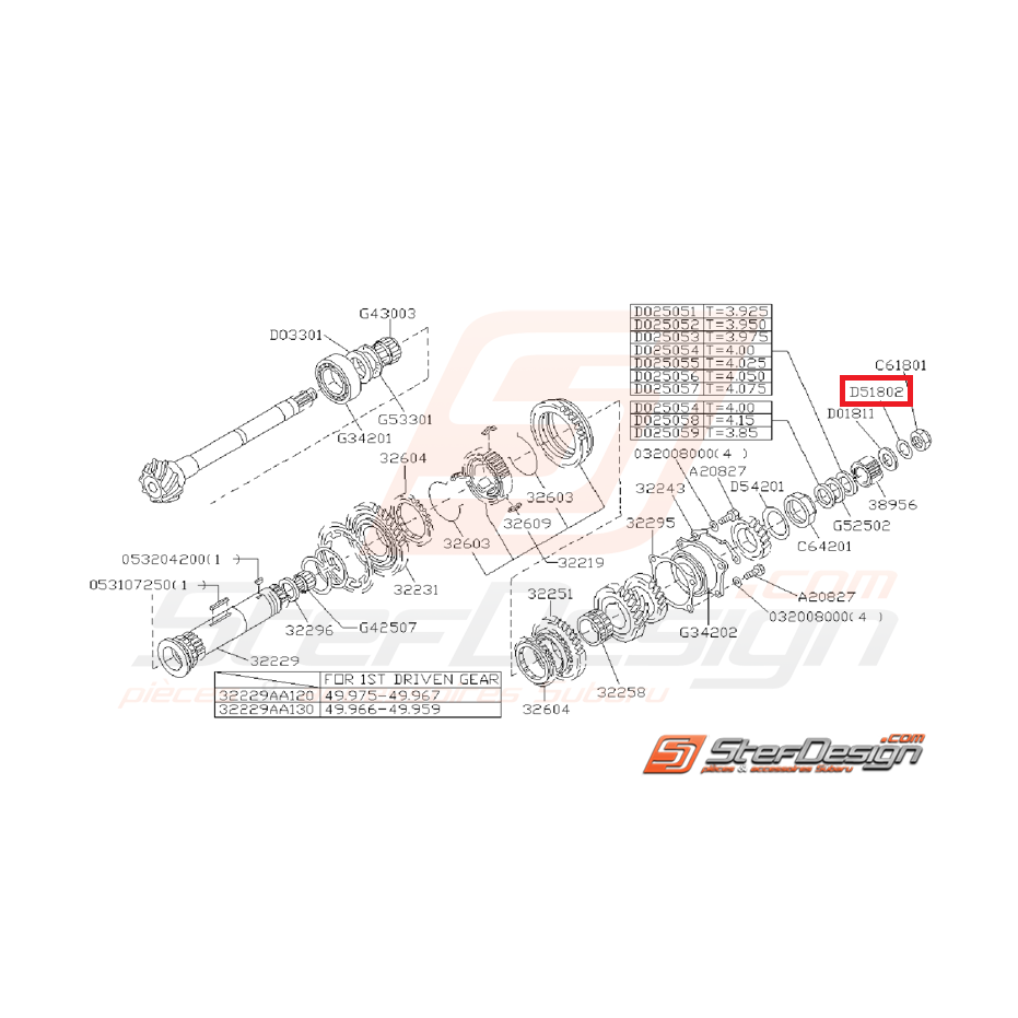 Jonc d’arrêt d'arbre secondaire boite 5 vitesses SUBARU GT 99-00 Jonc d’arrêt d'arbre secondaire boite 5 vitesses SUBARU GT 99-00