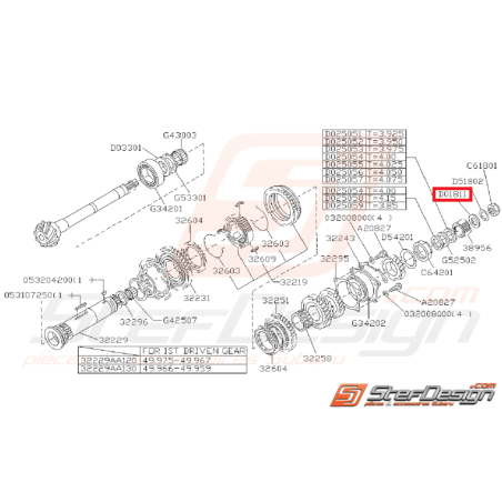 Rondelle d'arbre secondaire de boite 5 vitesses SUBARU GT 99-00