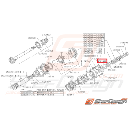 Rondelle de blocage boite 5 vitesses SUBARU GT 99-00 