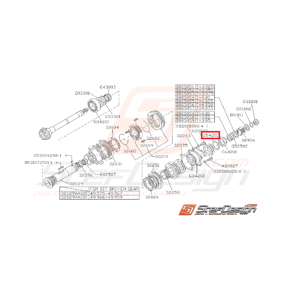 Rondelle de blocage boite 5 vitesses SUBARU GT 99-00 