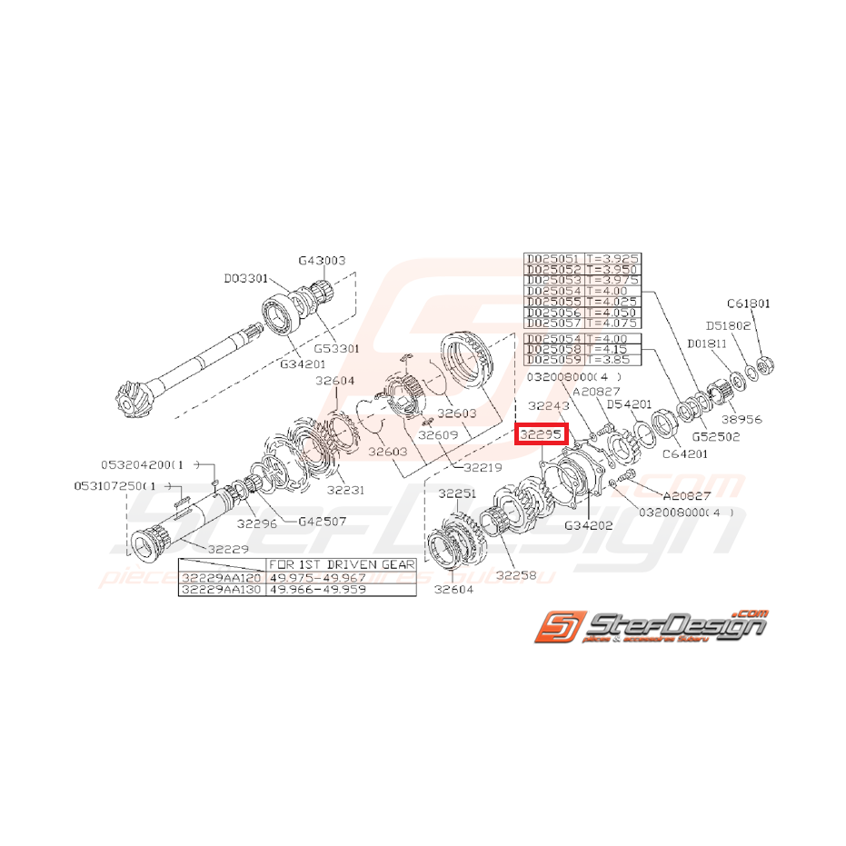 Entretoise 0.15mm de pignon d'attaque boite 5 vitesses WRX 01-07 Entretoise 0.15mm de pignon d'attaque boite 5 vitesses WRX 01-07