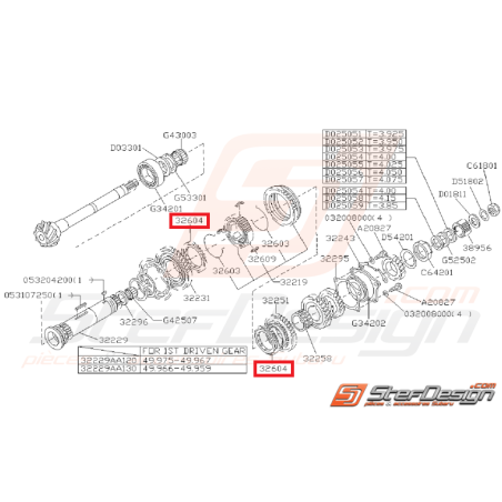 Anneau d'étranglement Arbre Secondaire Origine Subaru GT 1993 - 1995