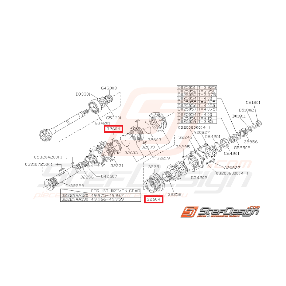 Anneau d'étranglement Arbre Secondaire Origine Subaru GT 1993 - 1995