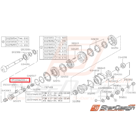 Clavette pour Ensemble Arbre Secondaire Origine Subaru GT 1993 - 1996