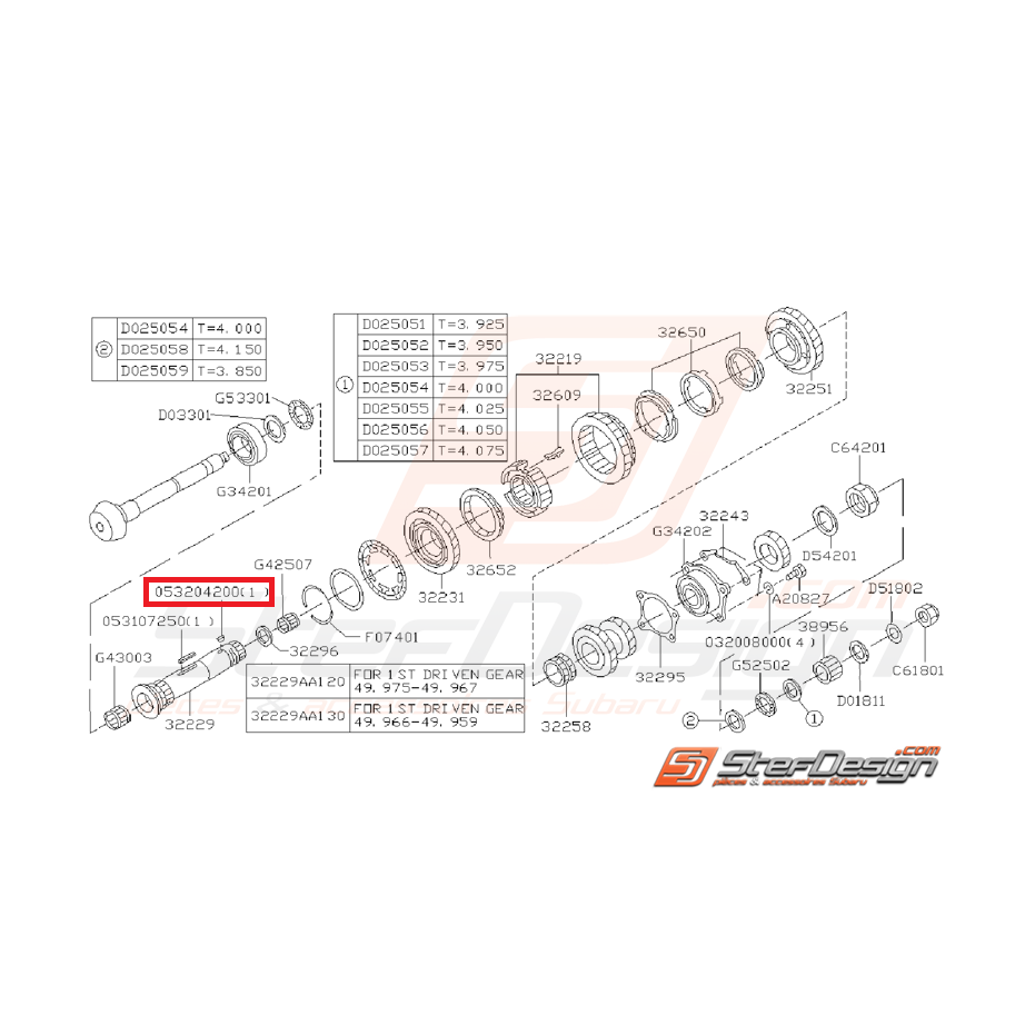 Clavette pour Ensemble Arbre Secondaire Origine Subaru GT 1993 - 1996