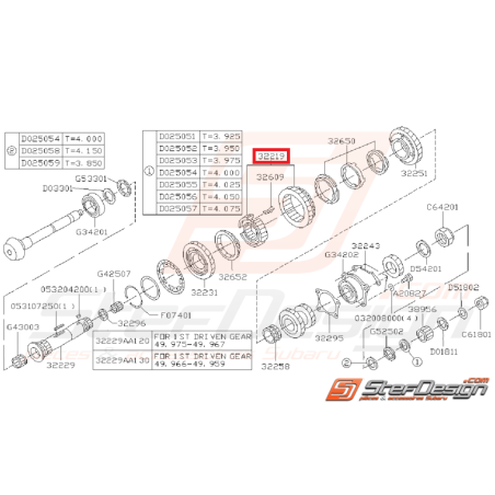 Baladeur 1ére/ 2éme vitesse boite 5 subaru GT 96-98