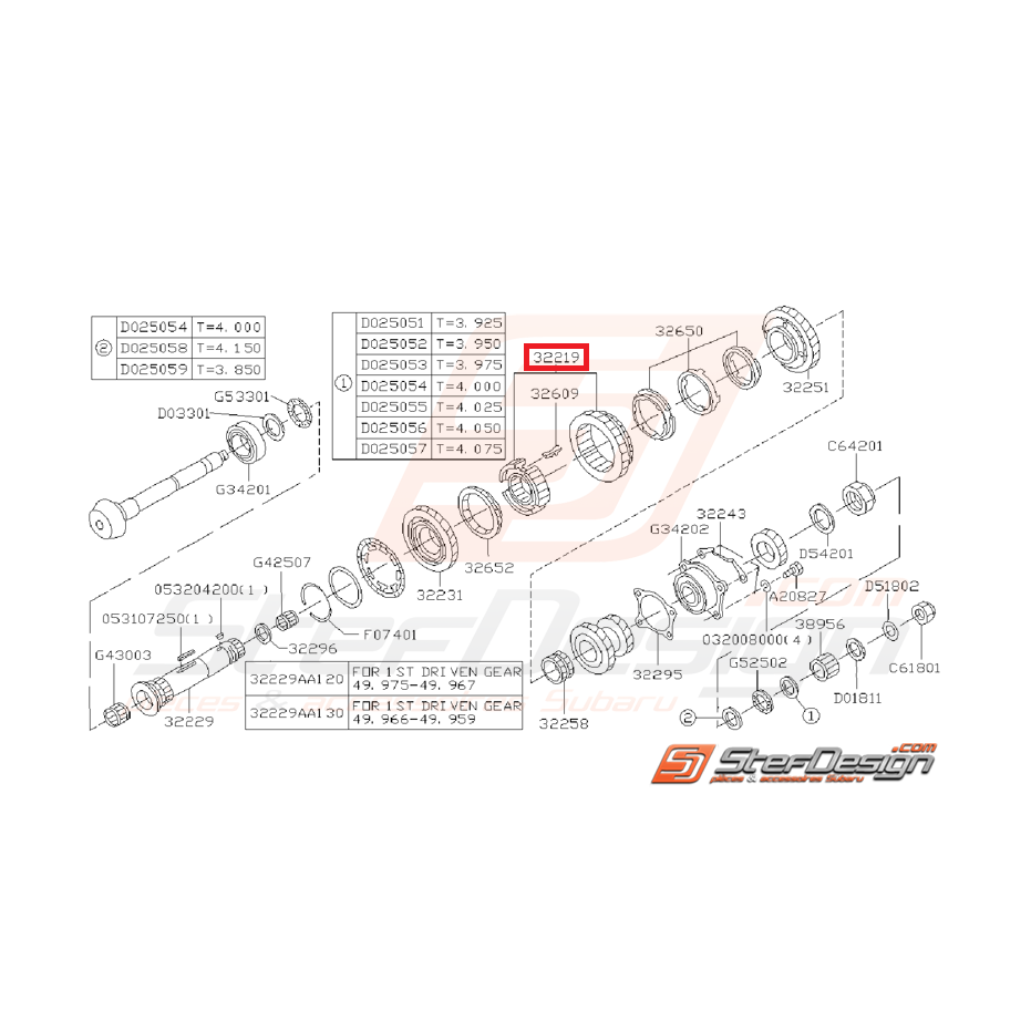 Baladeur 1ére/ 2éme vitesse boite 5 subaru GT 96-98
