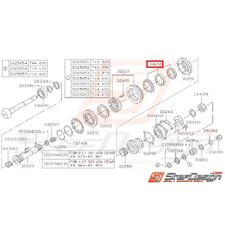 Jeu de Synchro Arbre Secondaire Origine Subaru GT 1996