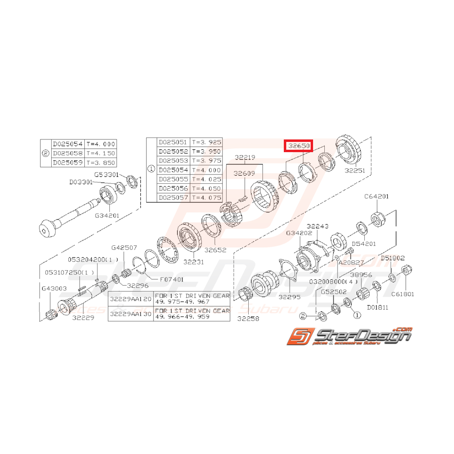 Jeu de Synchro Arbre Secondaire Origine Subaru GT 1996