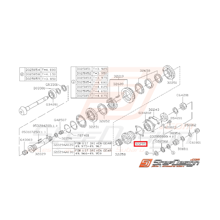 Entretoise 0.15mm de pignon d'attaque boite 5 vitesses WRX 01-07 Entretoise 0.15mm de pignon d'attaque boite 5 vitesses WRX 01-07