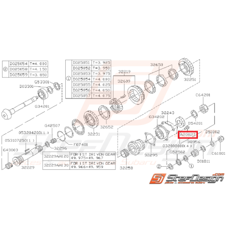 Boulon Ensemble Arbre Secondaire Origine Subaru GT 1993 - 1995