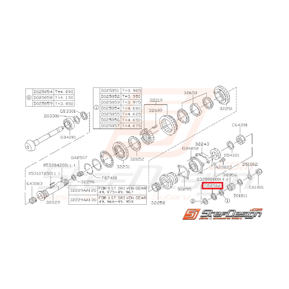 Roulement arbre secondaire subaru GT 97-00