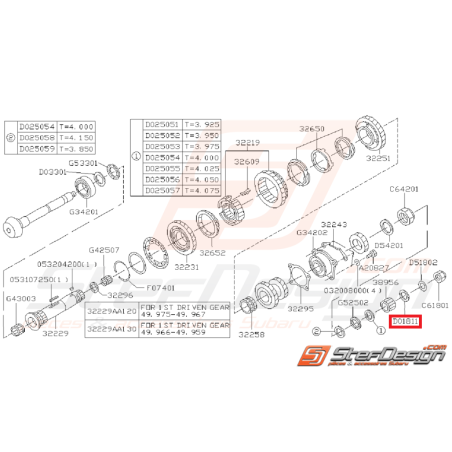 Rondelle d'arbre secondaire de boite 5 vitesses SUBARU GT 99-00