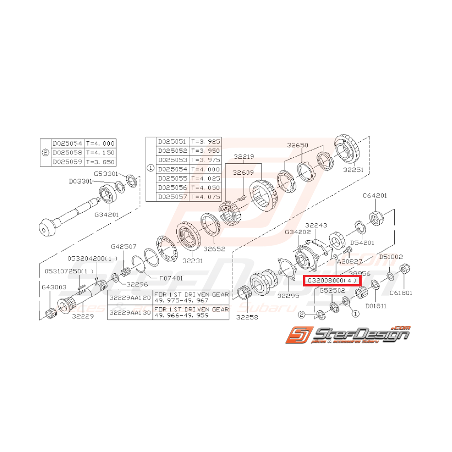 Rondelle de fixation d'arbre de transmission GT 93-00 WRX/STI 01-05