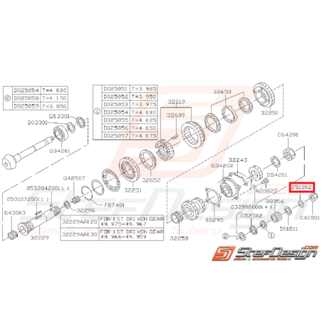 Jonc d’arrêt d'arbre secondaire boite 5 vitesses SUBARU GT 99-00