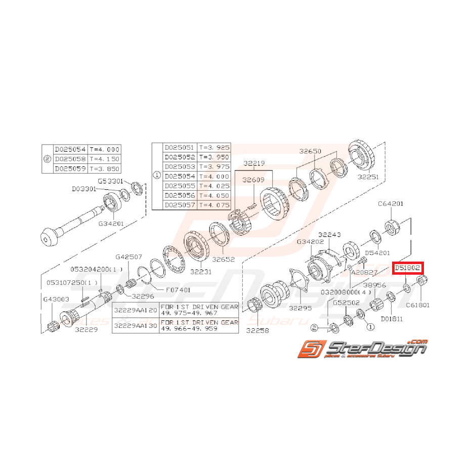 Jonc d’arrêt d'arbre secondaire boite 5 vitesses SUBARU GT 99-00 Jonc d’arrêt d'arbre secondaire boite 5 vitesses SUBARU GT 99-00