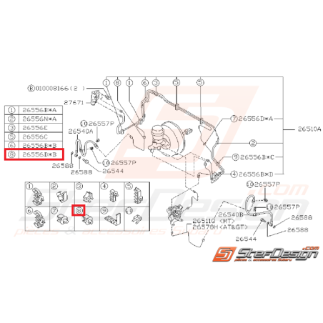 Agrafe de fixation de durite de frein avant SUBARU GT 93-00