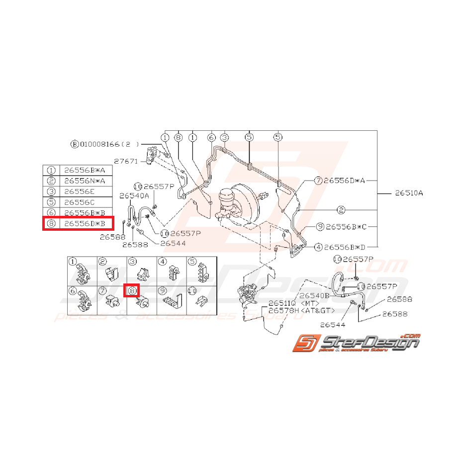 Agrafe de fixation de durite de frein avant SUBARU GT 93-00 Agrafe de fixation de durite de frein avant SUBARU GT 93-00