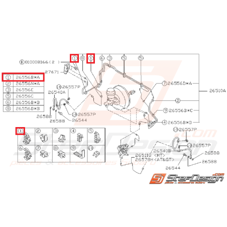 Agrafe de durite rigide de frein avant SUBARU GT 93-00