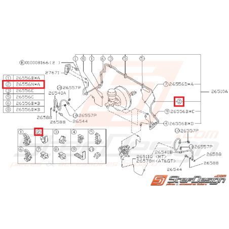 Attache n°2 Conduit de Frein Avant Origine Subaru GT 1993 - 1996