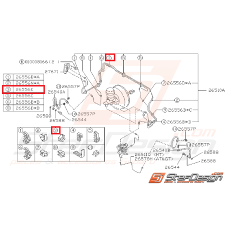 Attache n°3 Conduit de Frein Avant Origine Subaru GT 1993 - 1996