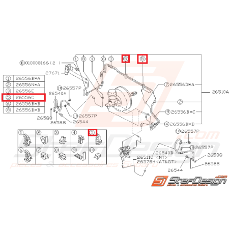 Agrafe de fixation de canalisation de frein avant SUBARU GT 93-00