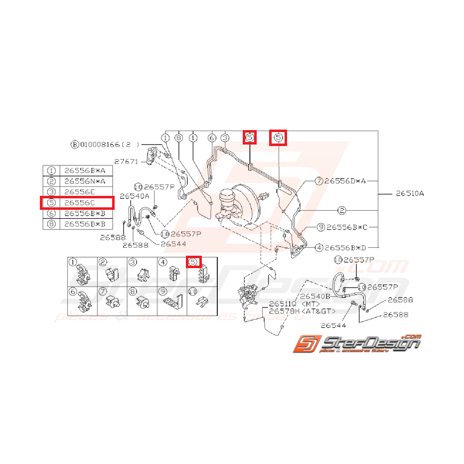 Agrafe de fixation de canalisation de frein avant SUBARU GT 93-00