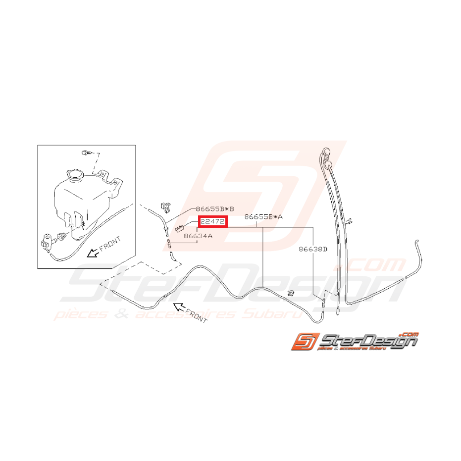 Support de Câble Lave Glace Arrière Origine Subaru GT 1997 - 1998