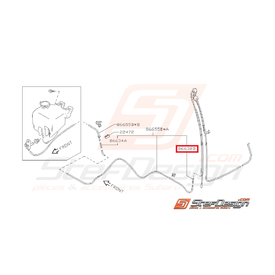 Raccord Lave Glace Avant Origine Subaru GT 1993 - 1996