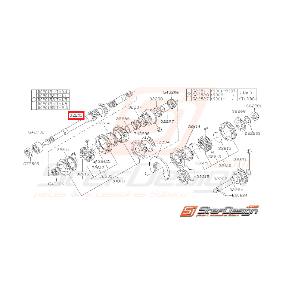 Arbre primaire origine subaru GT 93-98 Arbre primaire origine subaru GT 93-98