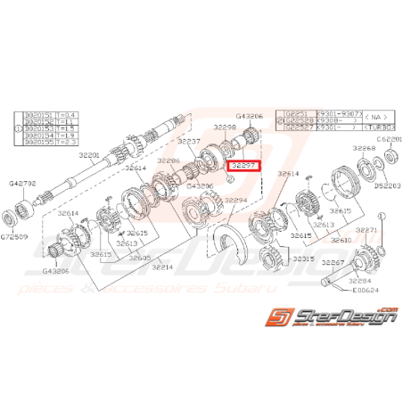 Roulement Aiguille de 5ème Vitesse Origine Subaru GT 1993 - 1998