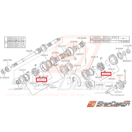 Insertion de Passage de Vitesse Origine Subaru GT 1993 - 1997