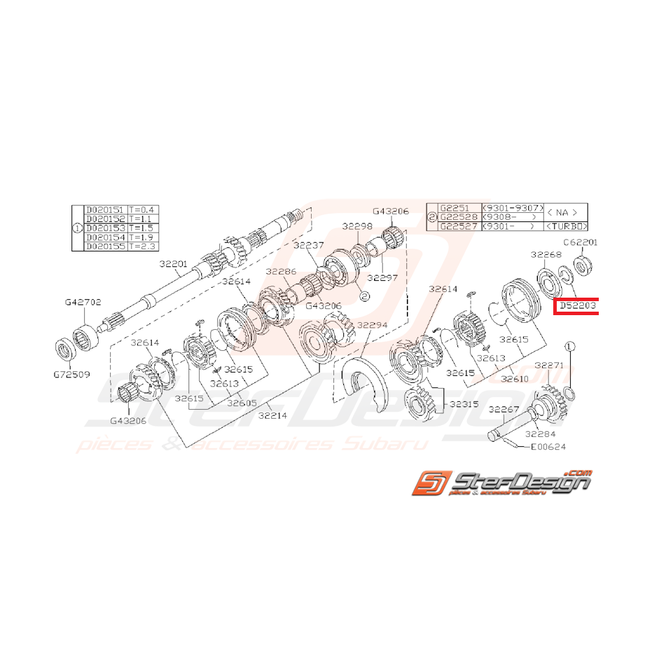 Rondelle de blocage arbre primaire FORESTER 2002