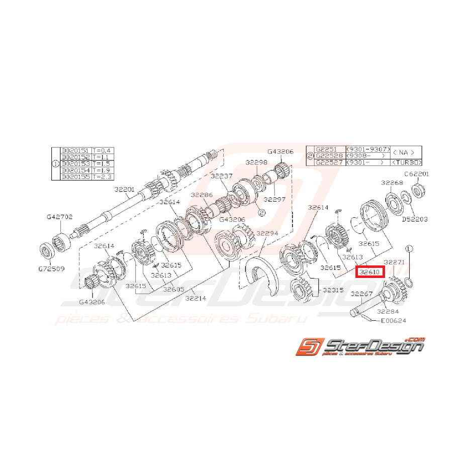 Moyeu + Baladeur N2 Origine Subaru Impreza 1993 - 1994