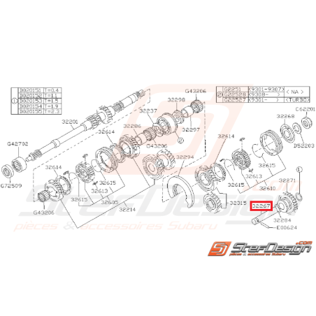 Axe de Poulie Intermédiaire Arbre Primaire Origine Subaru GT 1993 - 2000