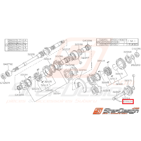 Broche de verrouillage de boite 5 vitesses SUBARU GT 94-00