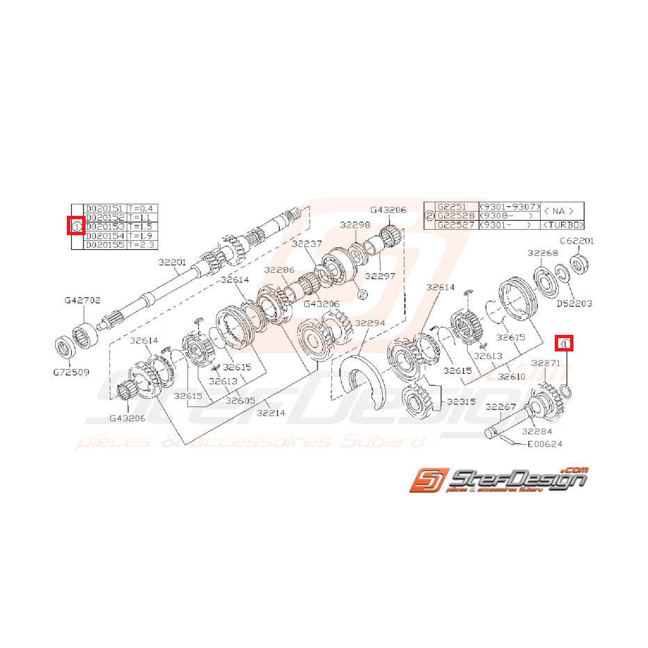 Rondelle Arbre Primaire Origine Subaru Impreza GT 1993 - 2000
