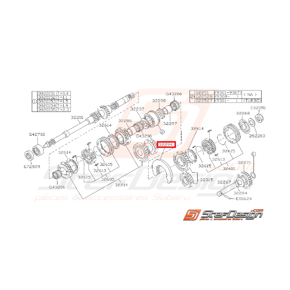 Plaque Arbre Principal Origine SUBARU GT 1993 - 2000