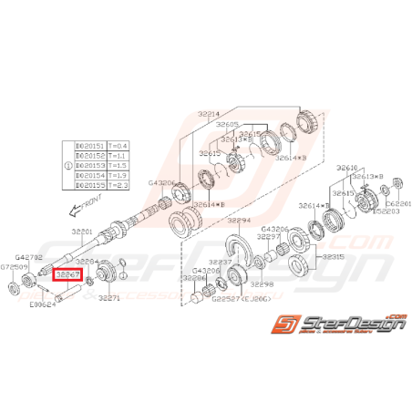 Axe de Poulie Intermédiaire Arbre Primaire Origine Subaru GT 1993 - 2000