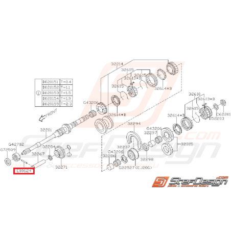 Broche de verrouillage de boite 5 vitesses SUBARU GT 94-00