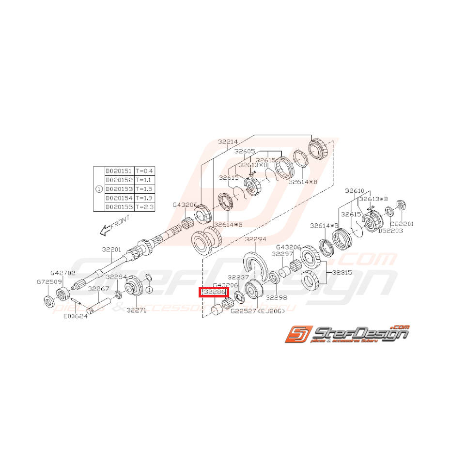 Bague Pignon de 4ème Vitesse Origine Subaru GT 1993 - 2000