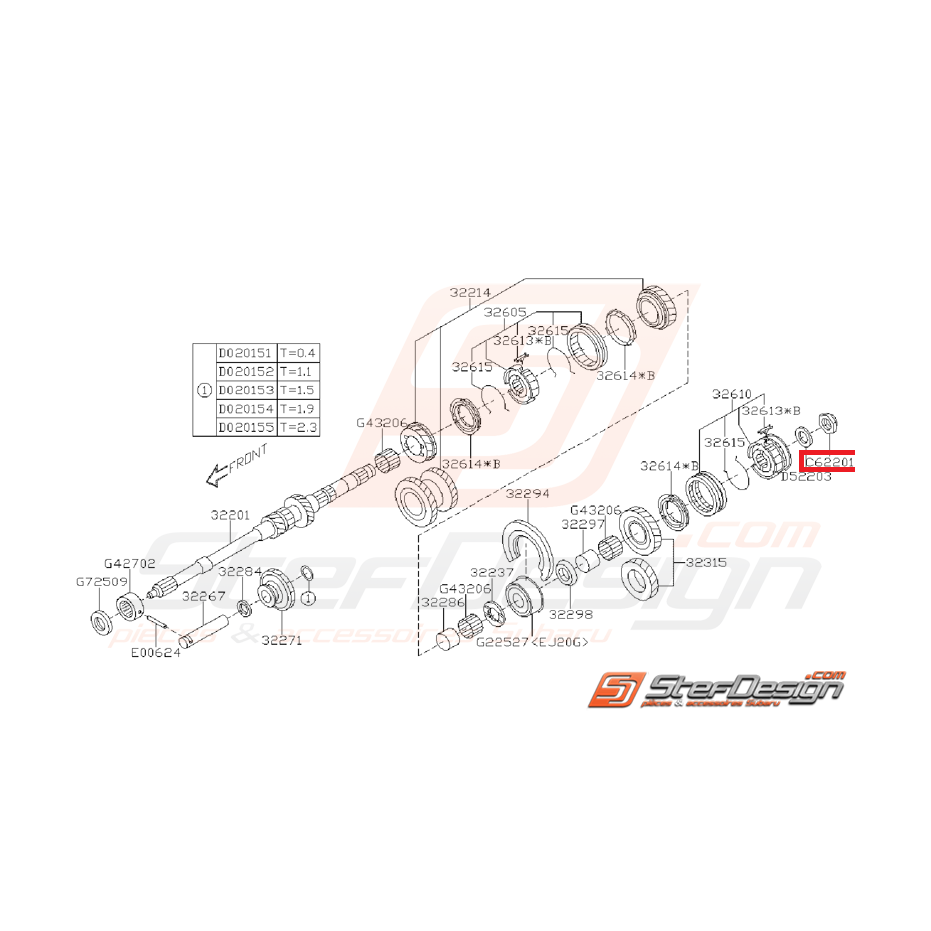 Ecrou de blocage arbre primaire GT 93-00 WRX 01-10