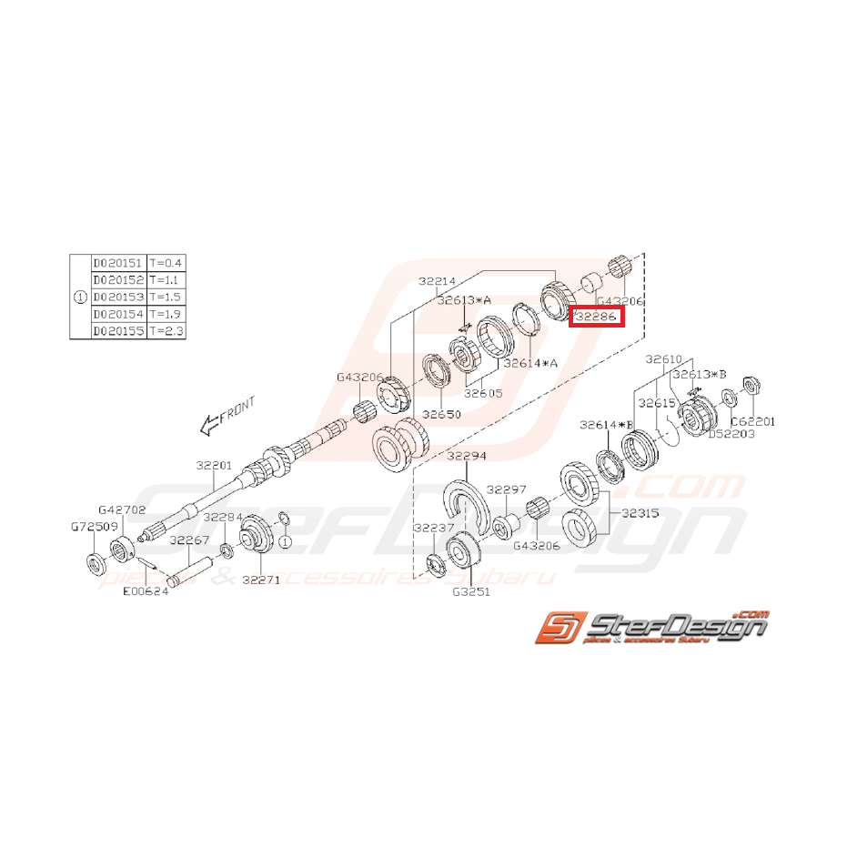 Bague Pignon de 4ème Vitesse Origine Subaru GT 1993 - 2000
