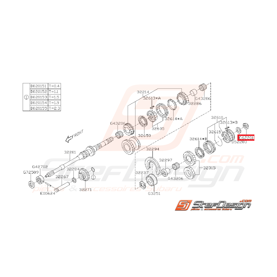Ecrou de blocage arbre primaire GT 93-00 WRX 01-10