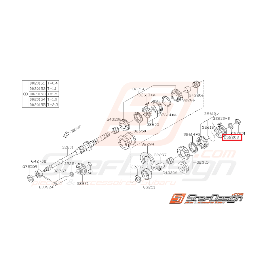 Rondelle de blocage arbre primaire FORESTER 2002